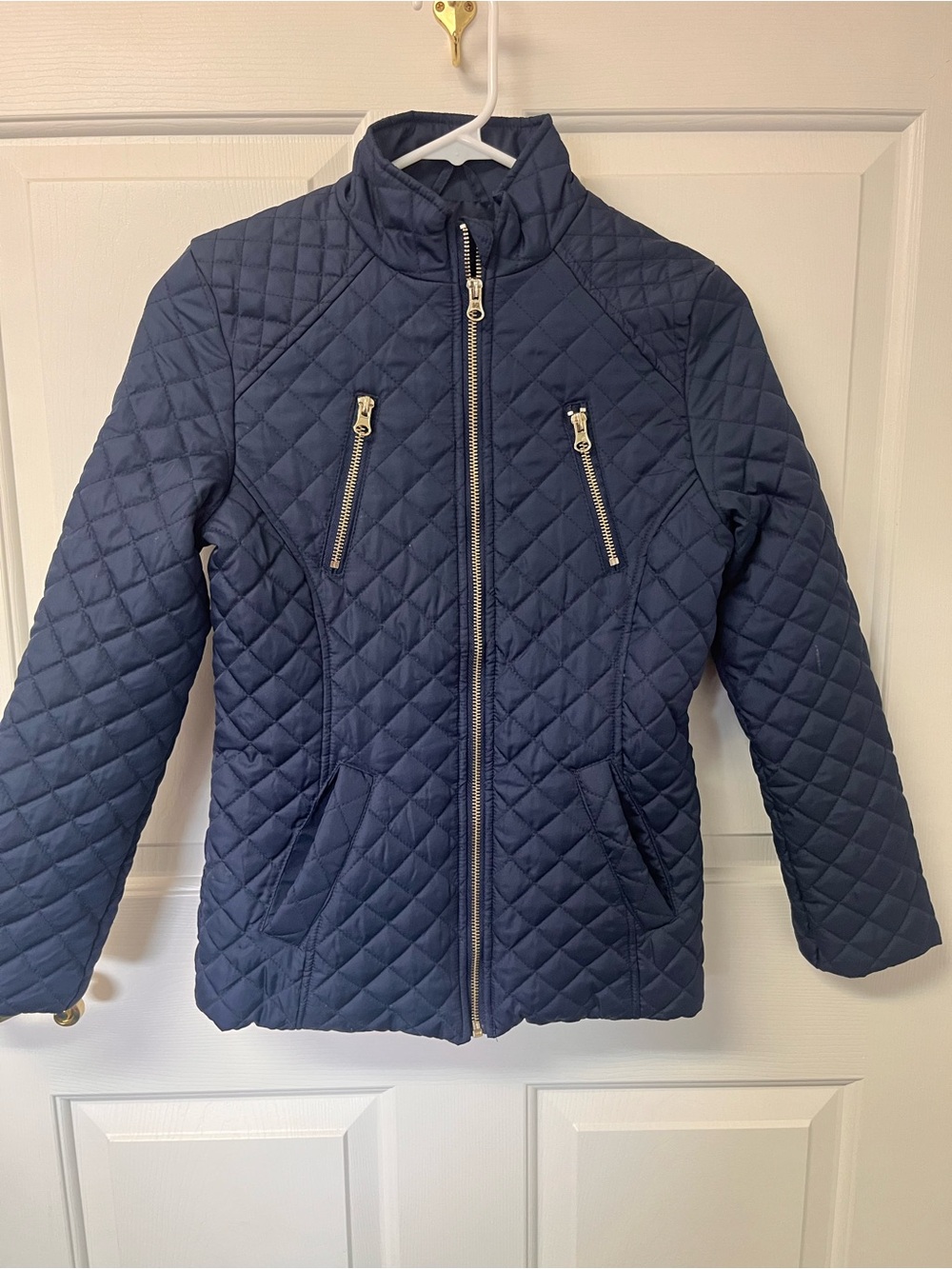 SO Quilted Navy Puffer Jacket with Zip Pockets